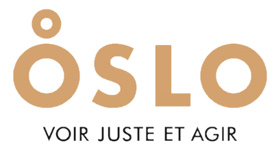Logo OSLO - OSLO écrit en lettres capitales beiges. Juste en dessous du nom est écrit 