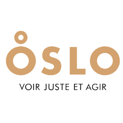 Logo OSLO - OSLO écrit en lettres capitales beiges. Juste en dessous du nom est écrit 