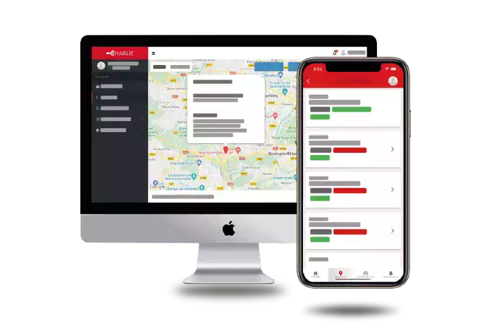 Aperçu de la plateforme web et l'application mobile de suivi et gestion d'équipement charlie solutions