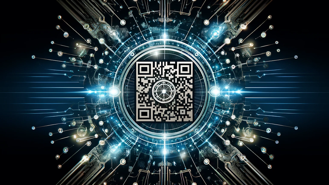 Image d'un QR code dans un thème futuriste.