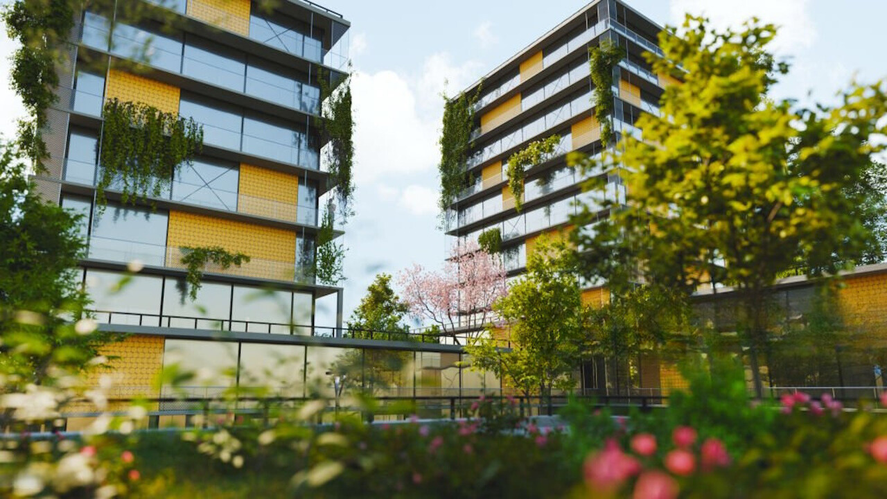 image représentant des immeubles basse consommation dans un quartier écologique.