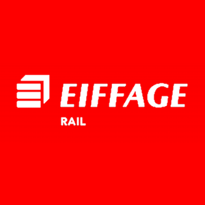 Logo de Eiffage Rail, entreprise de construction et maintenance de voirie ferroviaire.