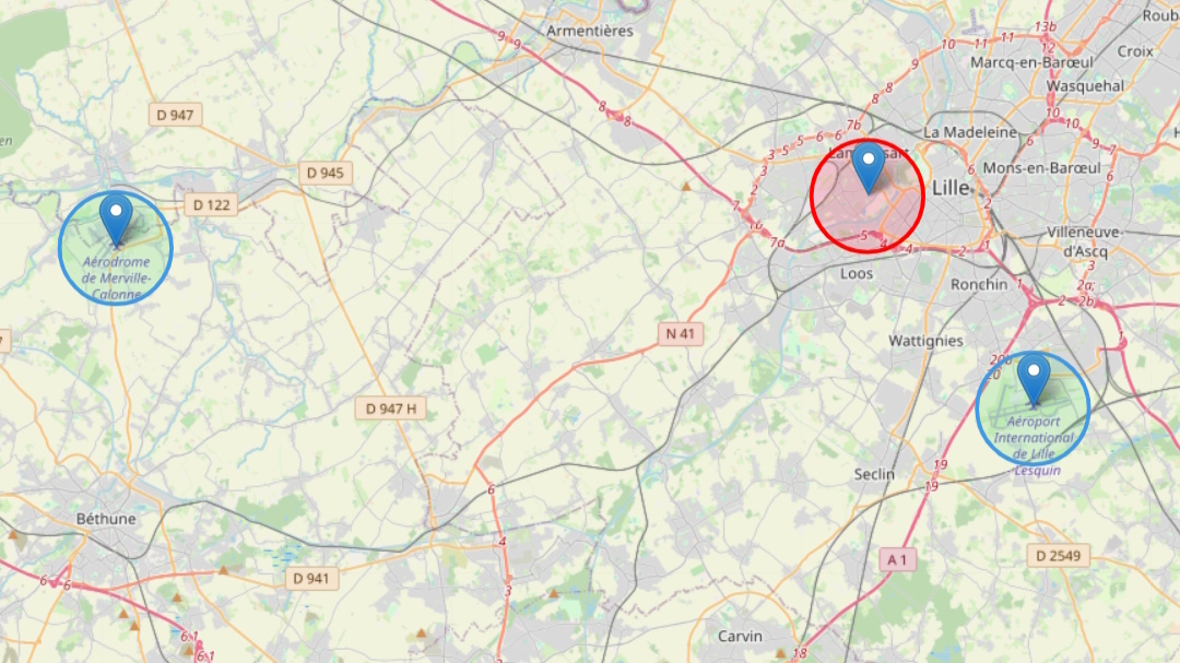 Image représentant les zone définies par geofencing.